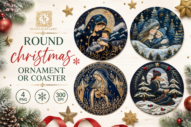 Blue Christmas decor Sublimation car Coaster