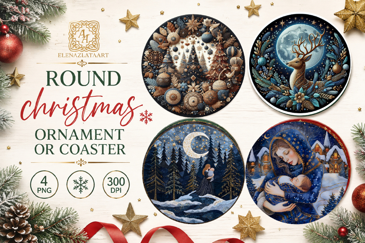 Blue Christmas decor Sublimation car Coaster