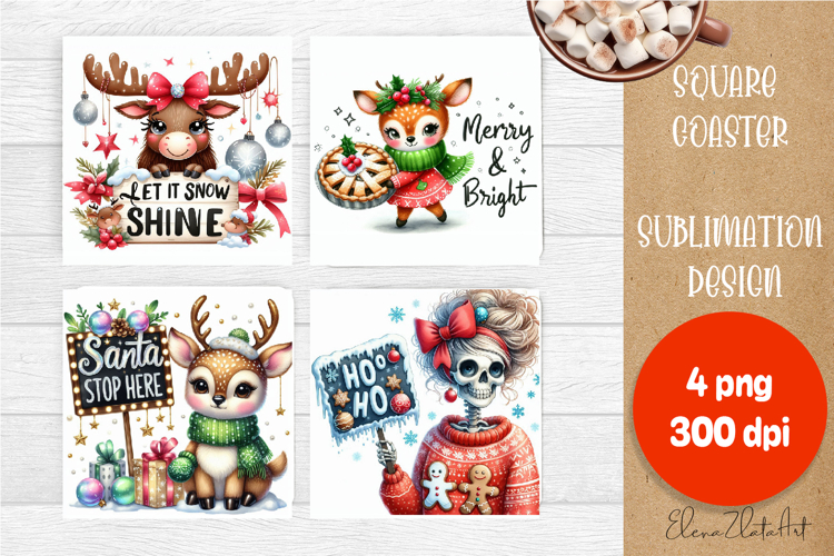 Sarcastic deer Coaster Design. Winter Coaster Sublimation