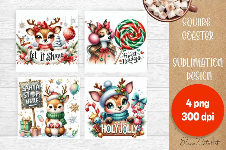 Sarcastic deer Coaster Design. Winter Coaster Sublimation
