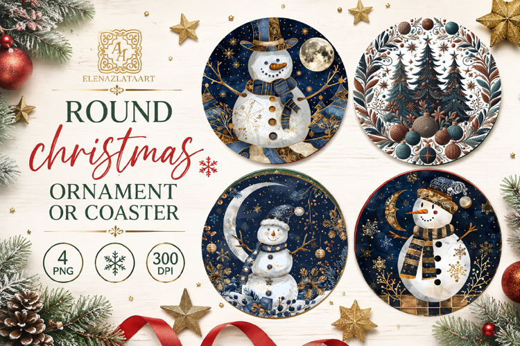 Blue Christmas decor Sublimation car Coaster