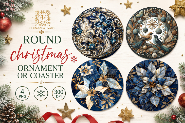Blue Christmas decor Sublimation car Coaster