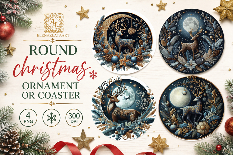 Blue Christmas decor Sublimation car Coaster