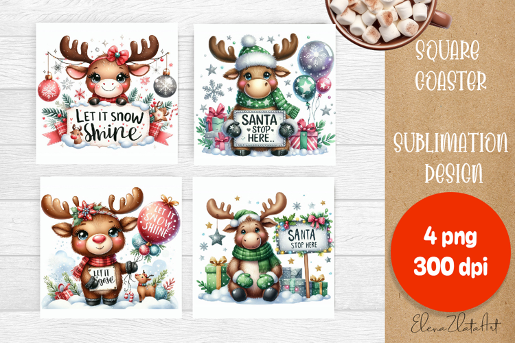 Sarcastik moose Coaster Design. Winter Coaster Sublimation