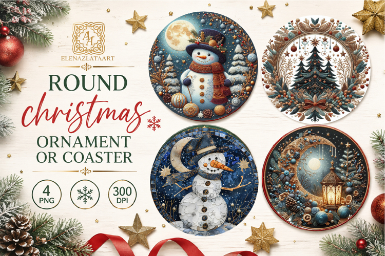 Blue Christmas decor Sublimation car Coaster