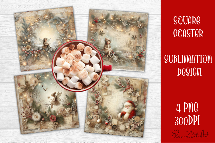 Winter Vintage Scrapbooking, Christmas Paper sublimation