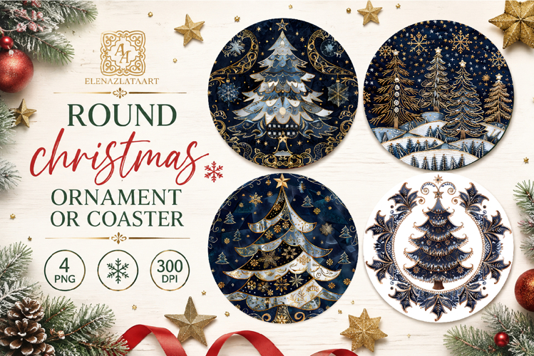 Blue Christmas decor Sublimation car Coaster