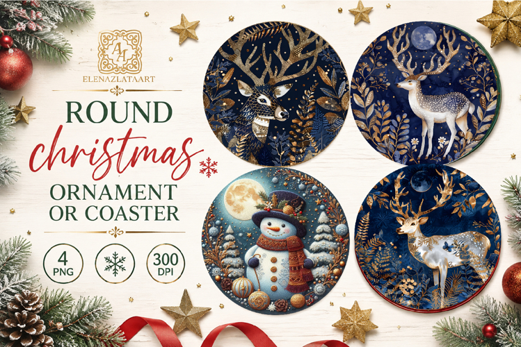 Blue Christmas decor Sublimation car Coaster