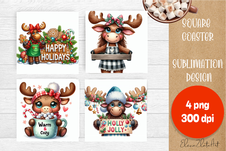 Sarcastik moose Coaster Design. Winter Coaster Sublimation