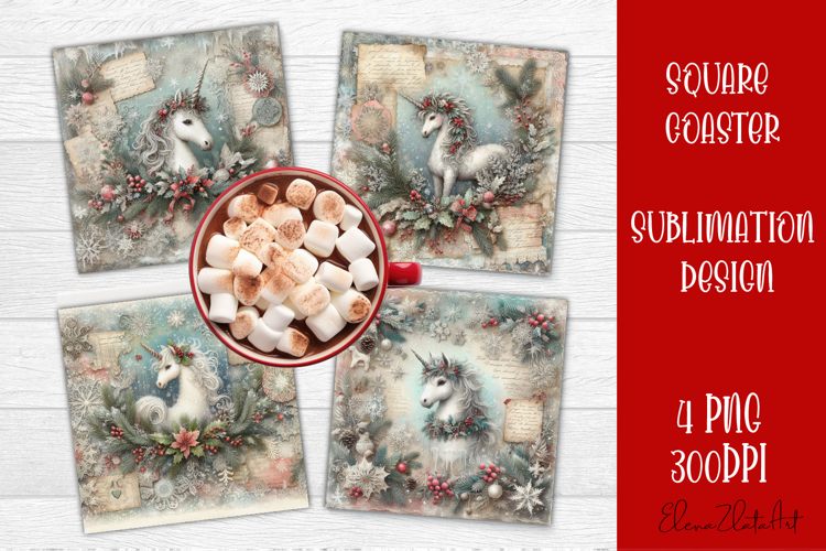 Vintage Christmas Scrapbooking square Coaster Design