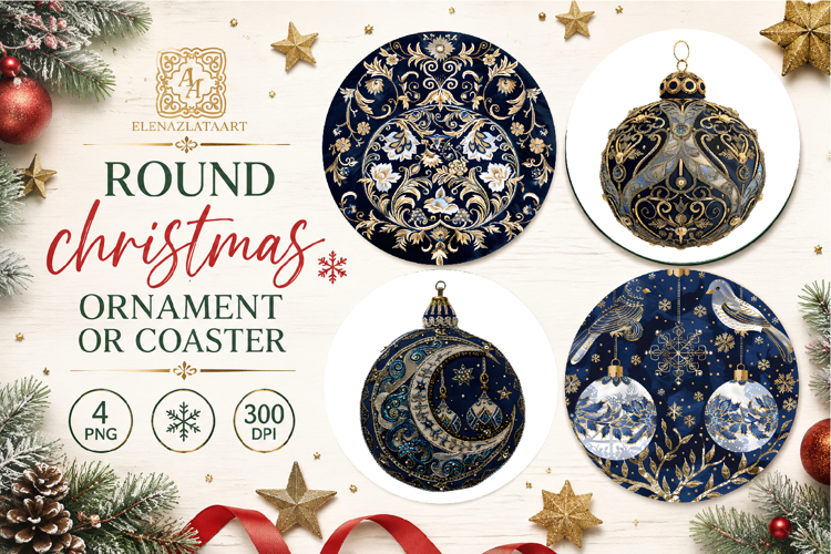 Blue Christmas decor Sublimation car Coaster