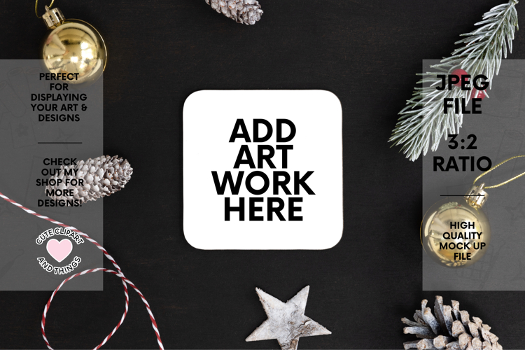 Coaster Mock Up | Dark Christmas Coaster Mock Up