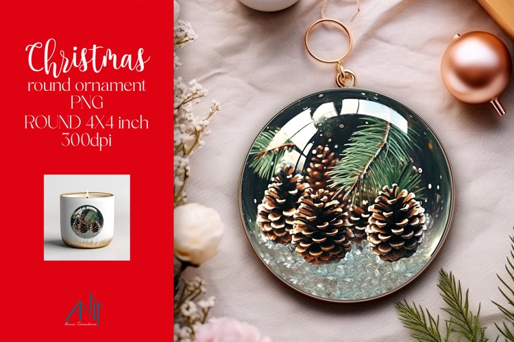 3D Christmas Round Ornament Sublimation PNG