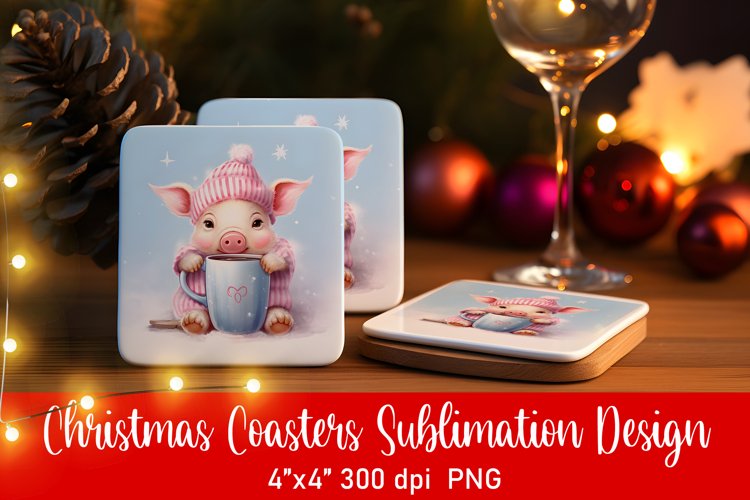 Baby Animal Christmas Coaster Sublimation PNG