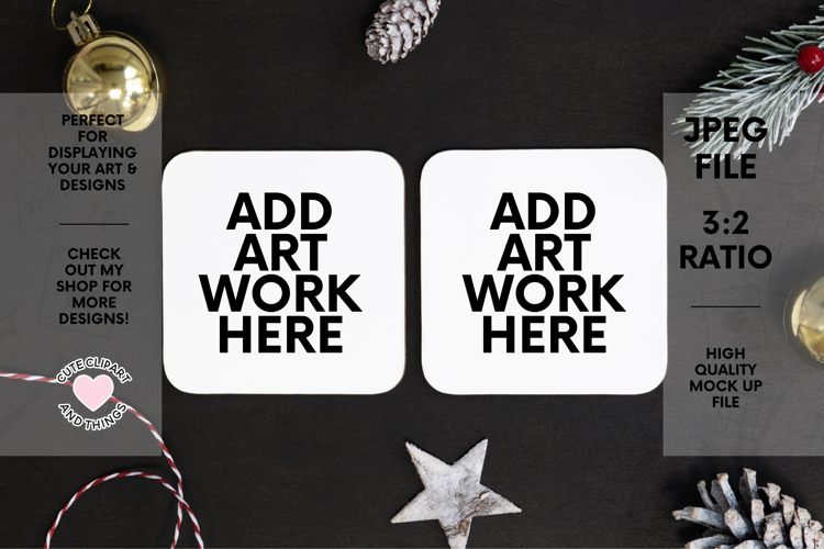 Coaster Mock Up | Dark Christmas Coaster Mock Up