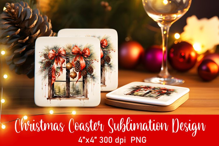Vintage Christmas Coaster Sublimation PNG