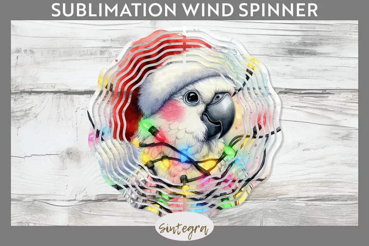Christmas Cockatoo v1 Entangled in Lights Wind Spinner