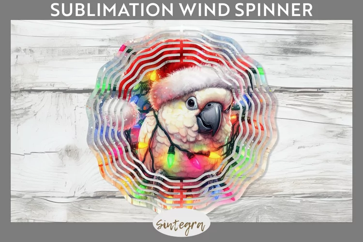 Christmas Cockatoo v2 Entangled in Lights Wind Spinner
