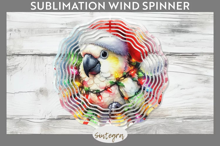 Christmas Cockatoo v3 Entangled in Lights Wind Spinner