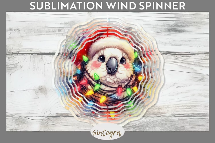 Christmas Cockatoo v4 Entangled in Lights Wind Spinner