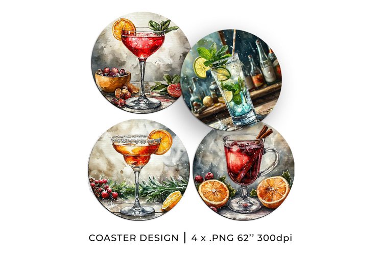 Vintage Cocktails Circle coasters design