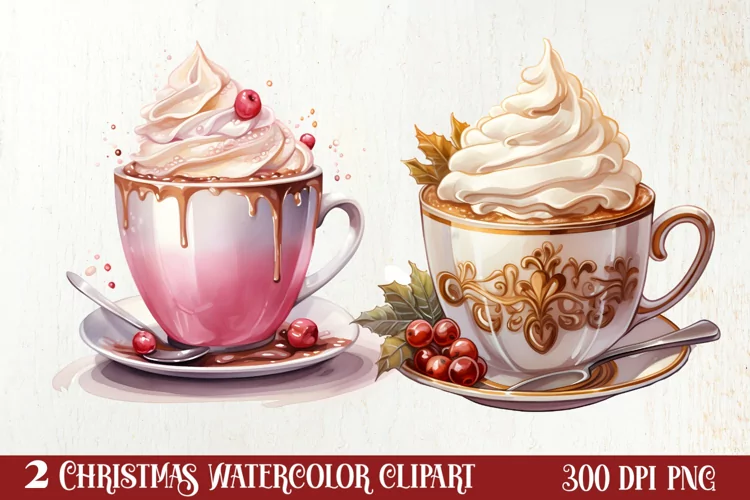 Christmas Coffee Hot Cocoa Sublimation Clipart