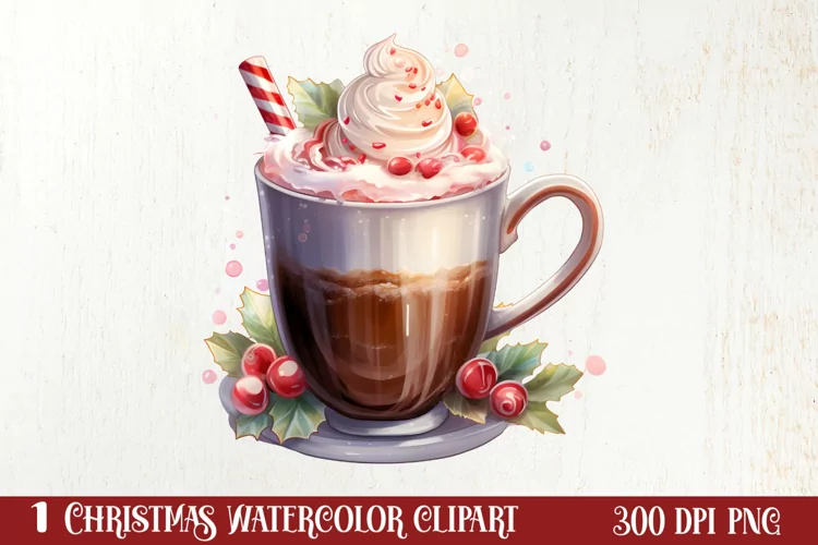 Christmas Coffee Hot Cocoa Sublimation Clipart