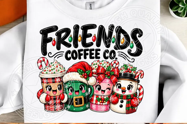 Christmas Coffee Friends PNG