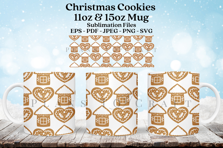 Gingerbread Christmas Cookies Mug Sublimation Wrap SVG