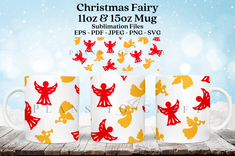 Christmas Fairy Mug Sublimation Wrap SVG
