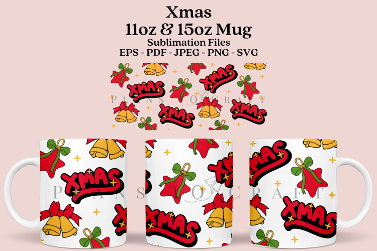 Christmas Mug Sublimation Wrap SVG