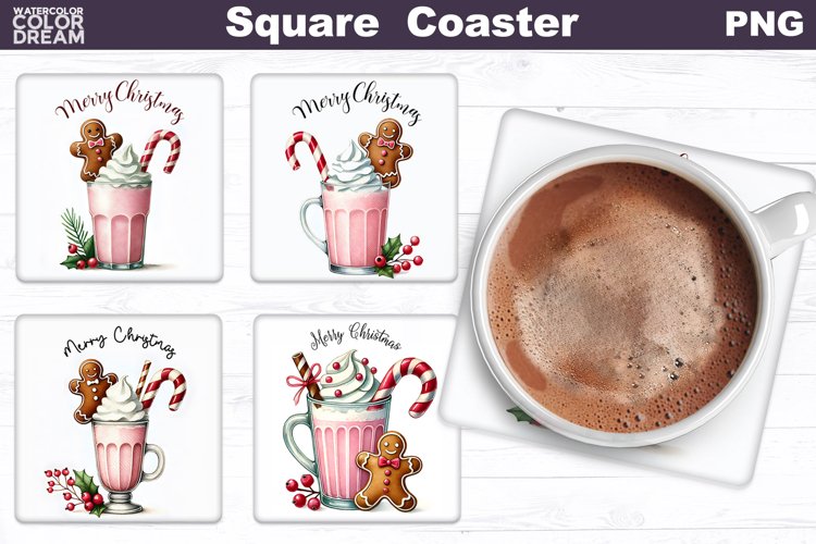 Christmas Coffee Square Coaster | Christmas Cocktail Coaster