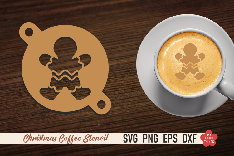 Christmas Coffee Stencil Svg, Laser cut, Paper cut
