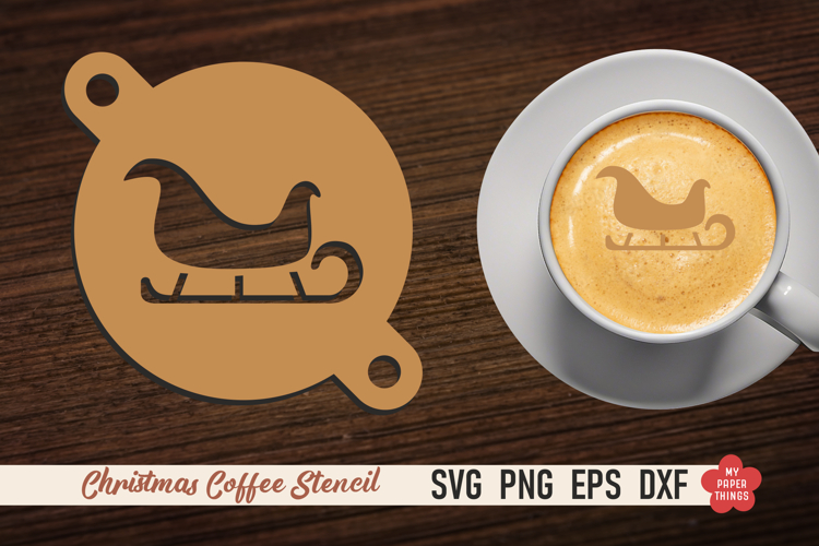 Christmas Coffee Stencil Svg, Laser cut, Paper cut