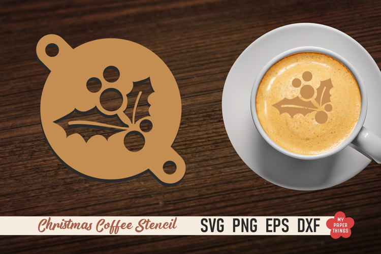 Christmas Coffee Stencil Svg, Laser cut, Paper cut