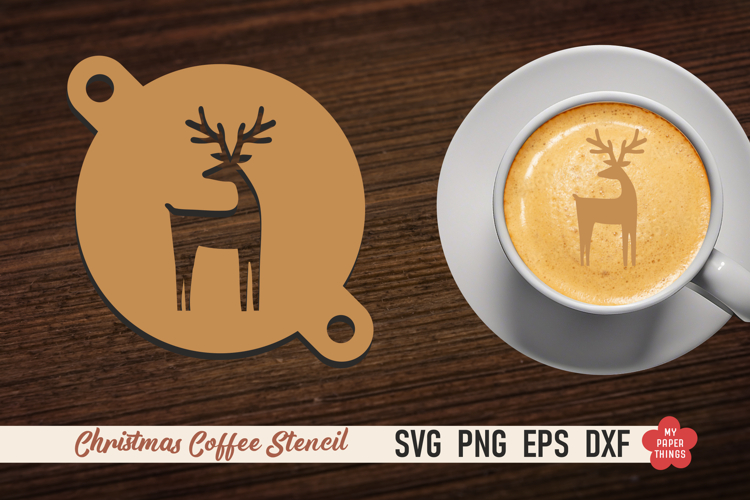 Christmas Coffee Stencil Svg, Laser cut, Paper cut