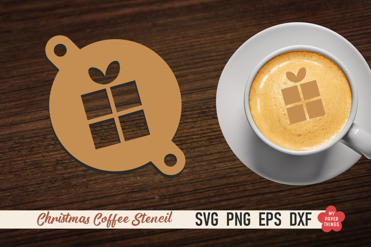 Christmas Coffee Stencil Svg, Laser cut, Paper cut