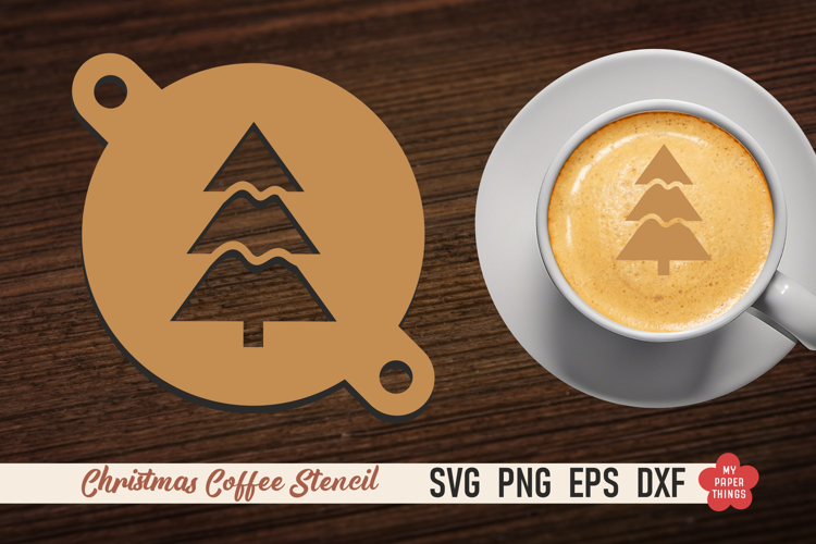 Christmas Coffee Stencil Svg, Laser cut, Paper cut