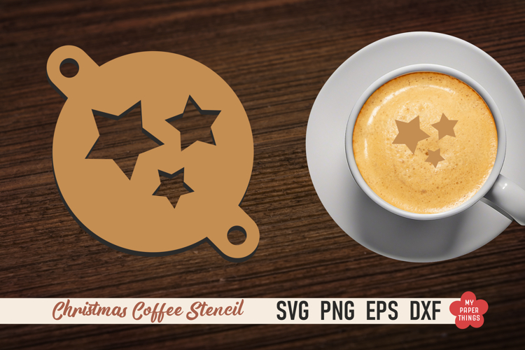 Christmas Coffee Stencil Svg, Laser cut, Paper cut