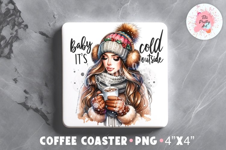 Christmas Square Coaster, Coffee Square Coaster Sublimation Png, Square Coaster Png