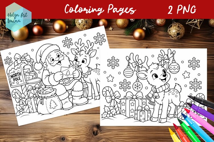 Christmas Coloring Pages, winter coloring book example image 1