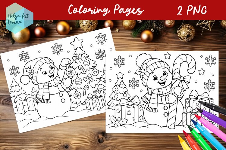 Christmas Coloring Pages, winter coloring book example image 1