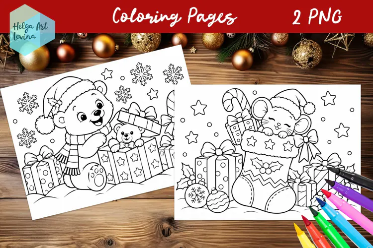Christmas Coloring Pages, winter coloring book