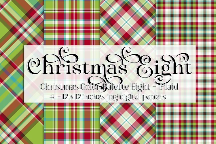 Christmas Background, Christmas Eight Color Palette, Plaid 1