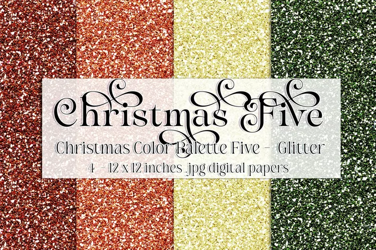 Christmas Background, Christmas Five Color Palette, Glitter