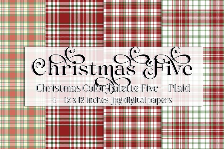 Christmas Background, Christmas Five Color Palette, Plaid s4 example image 1