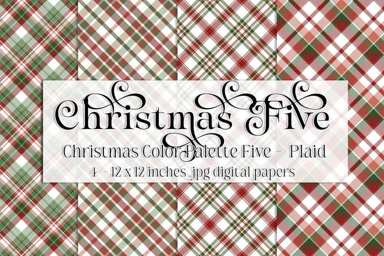 Christmas Background, Christmas Five Color Palette, Plaid s5