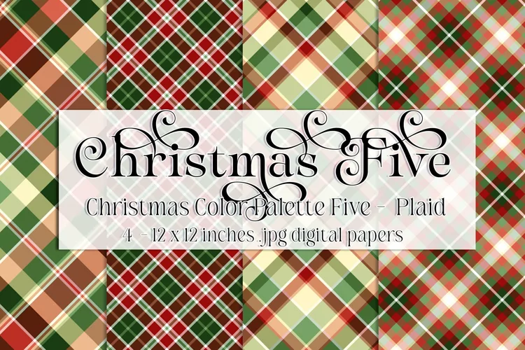 Christmas Background, Christmas Five Color Palette, Plaid s1