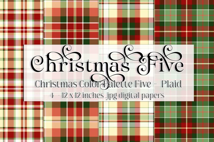 Christmas Background, Christmas Five Color Palette, Plaid s2