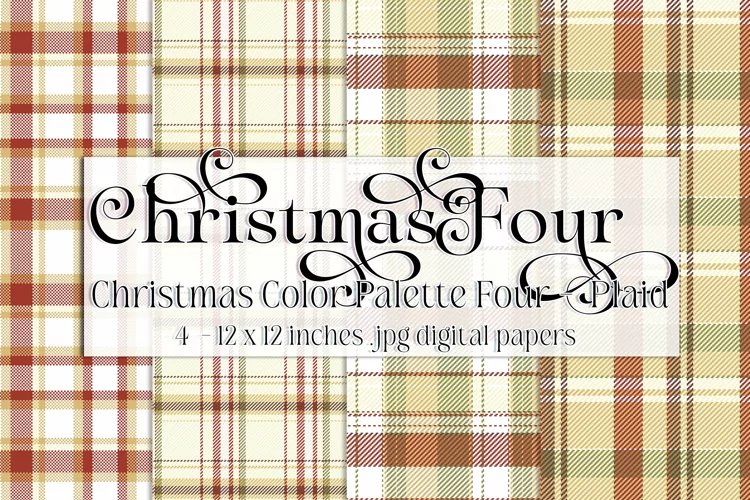 Christmas Background, Christmas Four Color Palette, Plaid s3